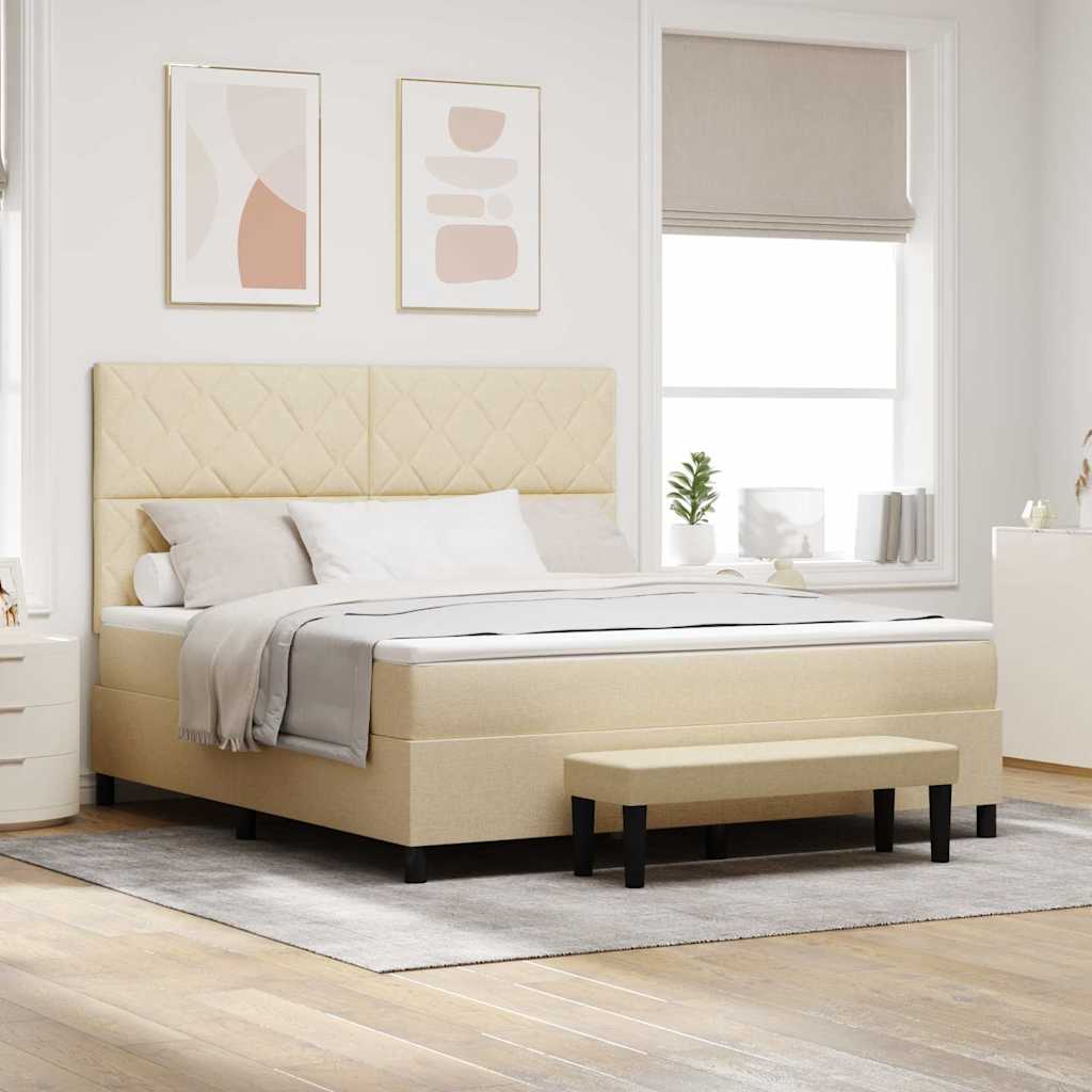Boxspringbed met hoofdeinde Crème 180 x 200 cm Stof