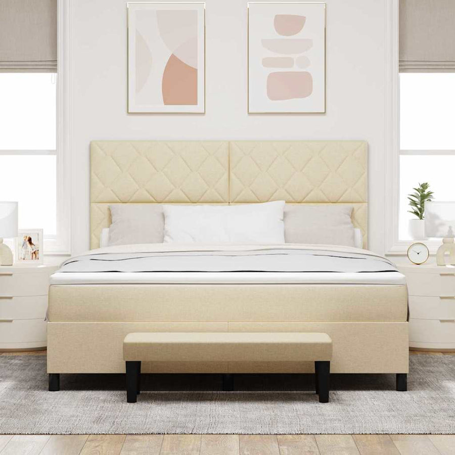 Boxspringbed met hoofdeinde Crème 180 x 200 cm Stof