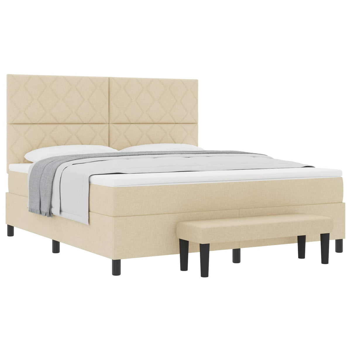 Boxspringbed met hoofdeinde Crème 180 x 200 cm Stof