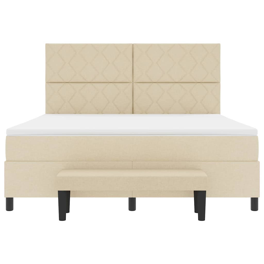 Boxspringbed met hoofdeinde Crème 180 x 200 cm Stof
