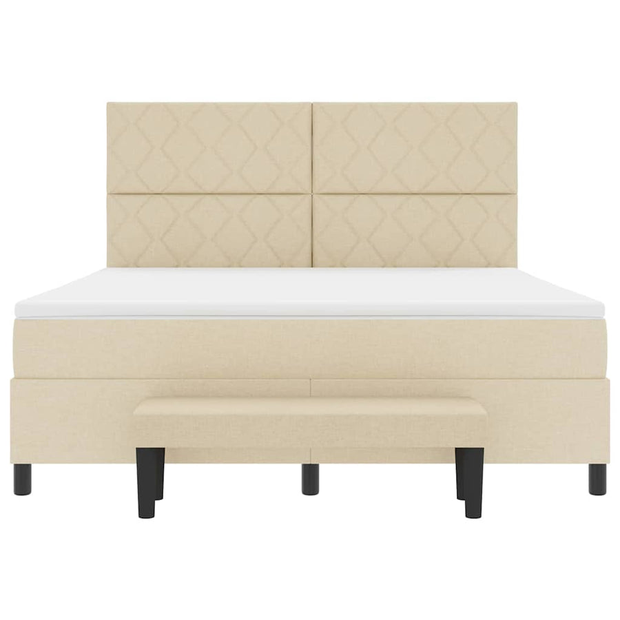 Boxspringbed met hoofdeinde Crème 180 x 200 cm Stof