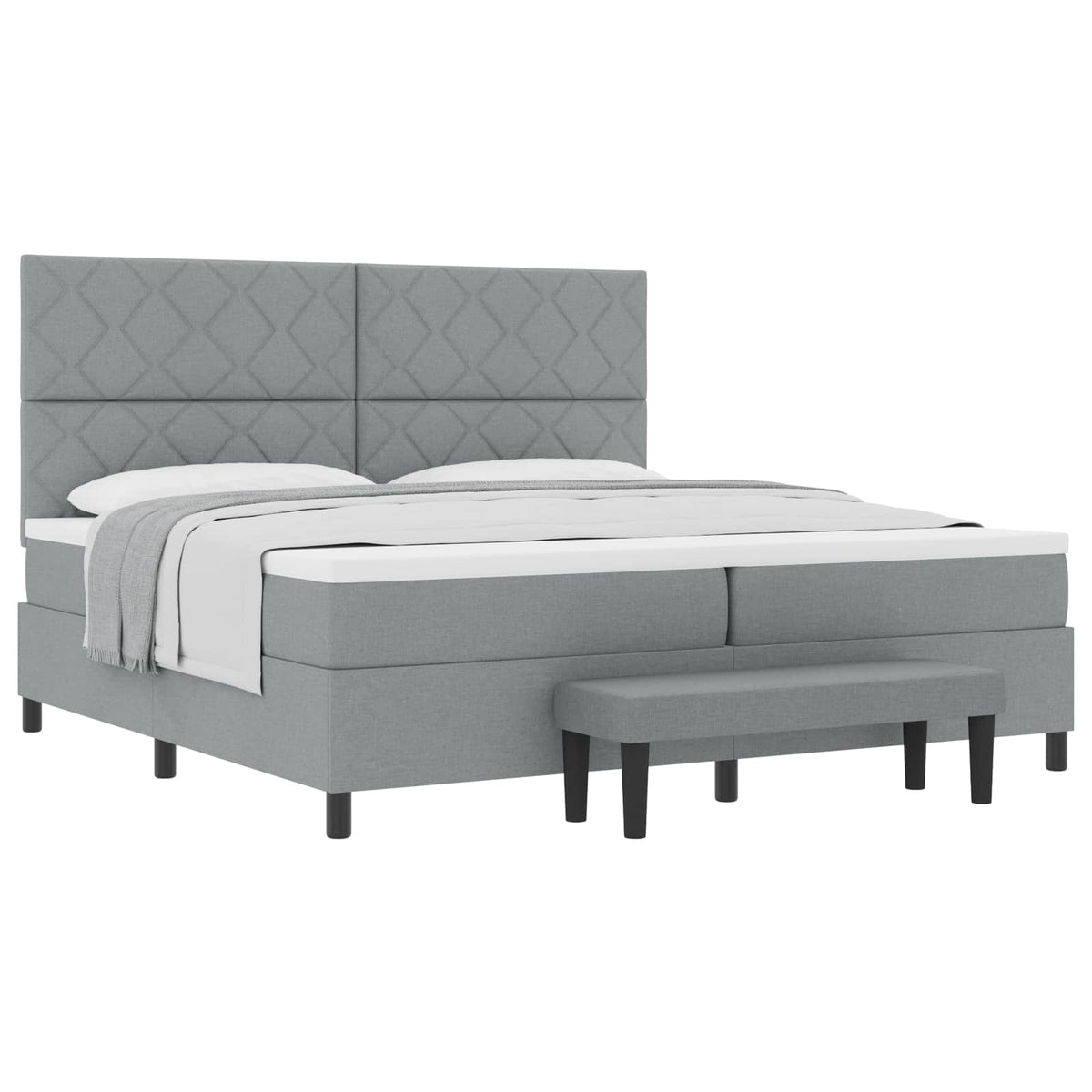 Boxspringbed met matras Lichtgrijs 200 x 200 cm Stof