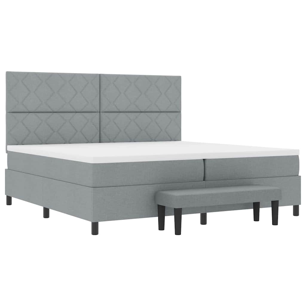 Boxspringbed met matras Lichtgrijs 200 x 200 cm Stof