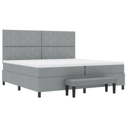 Boxspringbed met matras Lichtgrijs 200 x 200 cm Stof