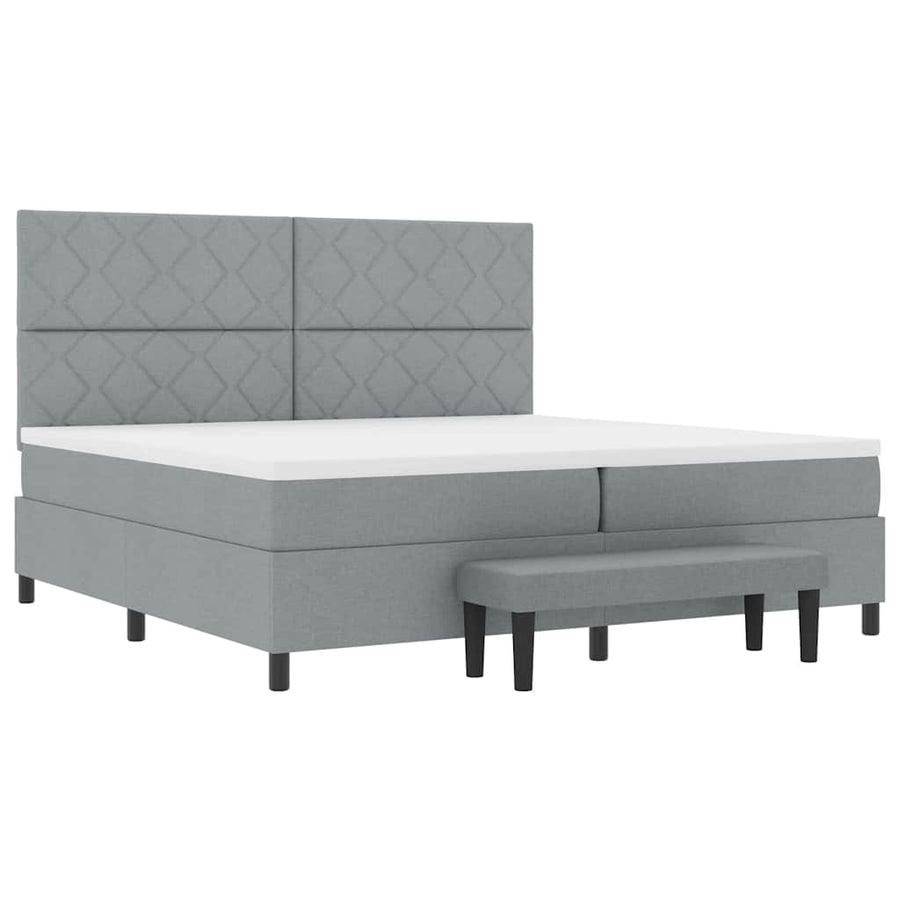 Boxspringbed met matras Lichtgrijs 200 x 200 cm Stof