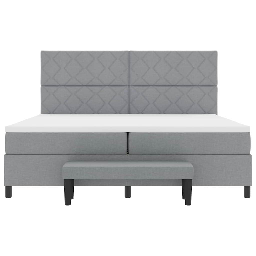 Boxspringbed met matras Lichtgrijs 200 x 200 cm Stof