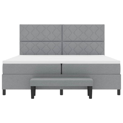 Boxspringbed met matras Lichtgrijs 200 x 200 cm Stof