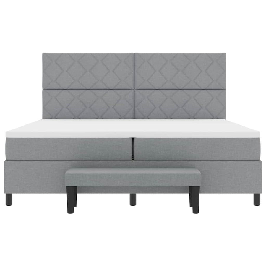 Boxspringbed met matras Lichtgrijs 200 x 200 cm Stof