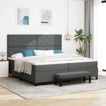Boxspring bed Donkergrijs 200 x 200 cm Stof & Bewerkt hout
