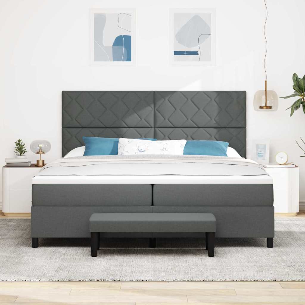 Boxspring bed Donkergrijs 200 x 200 cm Stof & Bewerkt hout
