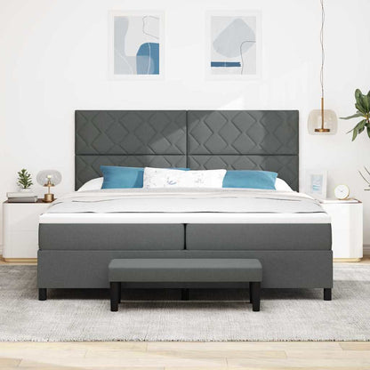 Boxspring bed Donkergrijs 200 x 200 cm Stof & Bewerkt hout