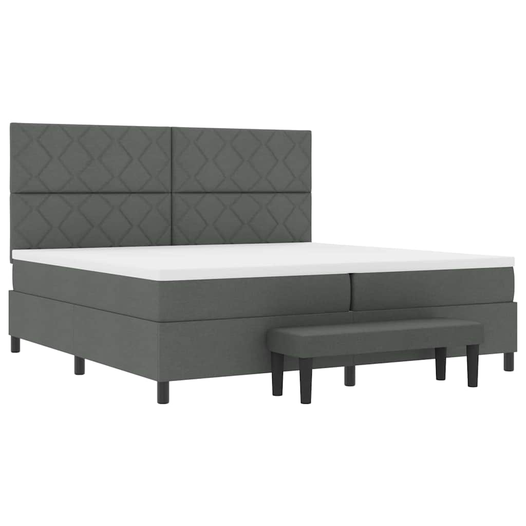Boxspring bed Donkergrijs 200 x 200 cm Stof & Bewerkt hout