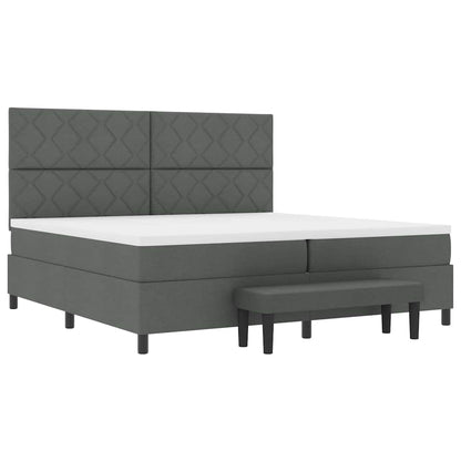 Boxspring bed Donkergrijs 200 x 200 cm Stof & Bewerkt hout