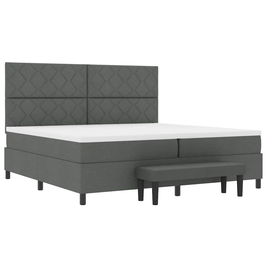Boxspring bed Donkergrijs 200 x 200 cm Stof & Bewerkt hout