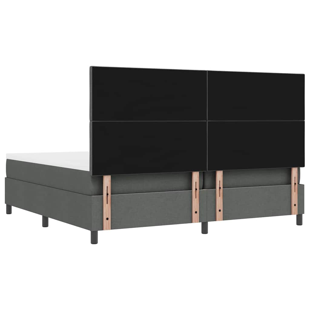 Boxspring bed Donkergrijs 200 x 200 cm Stof & Bewerkt hout