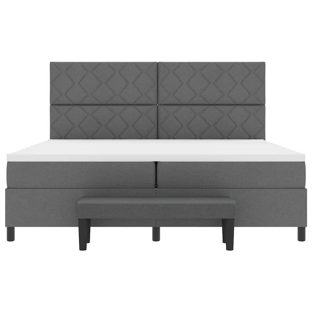 Boxspring bed Donkergrijs 200 x 200 cm Stof & Bewerkt hout