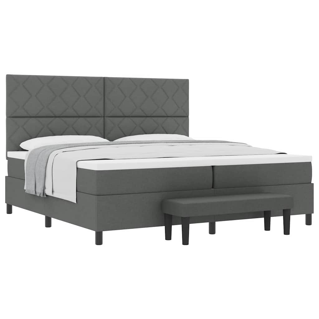 Boxspring bed Donkergrijs 200 x 200 cm Stof & Bewerkt hout