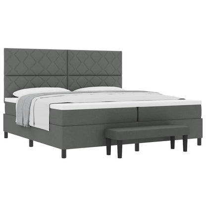 Boxspring bed Donkergrijs 200 x 200 cm Stof & Bewerkt hout