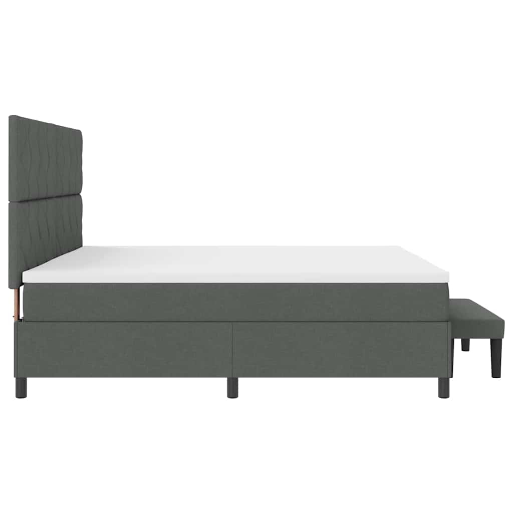 Boxspring bed Donkergrijs 200 x 200 cm Stof & Bewerkt hout