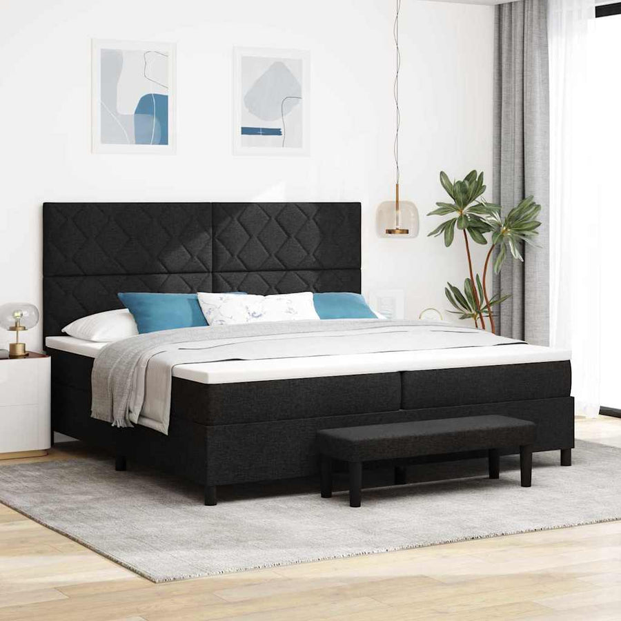 Boxspring bed met matras Zwart 200 x 200 cm Stof & Bewerkt hout