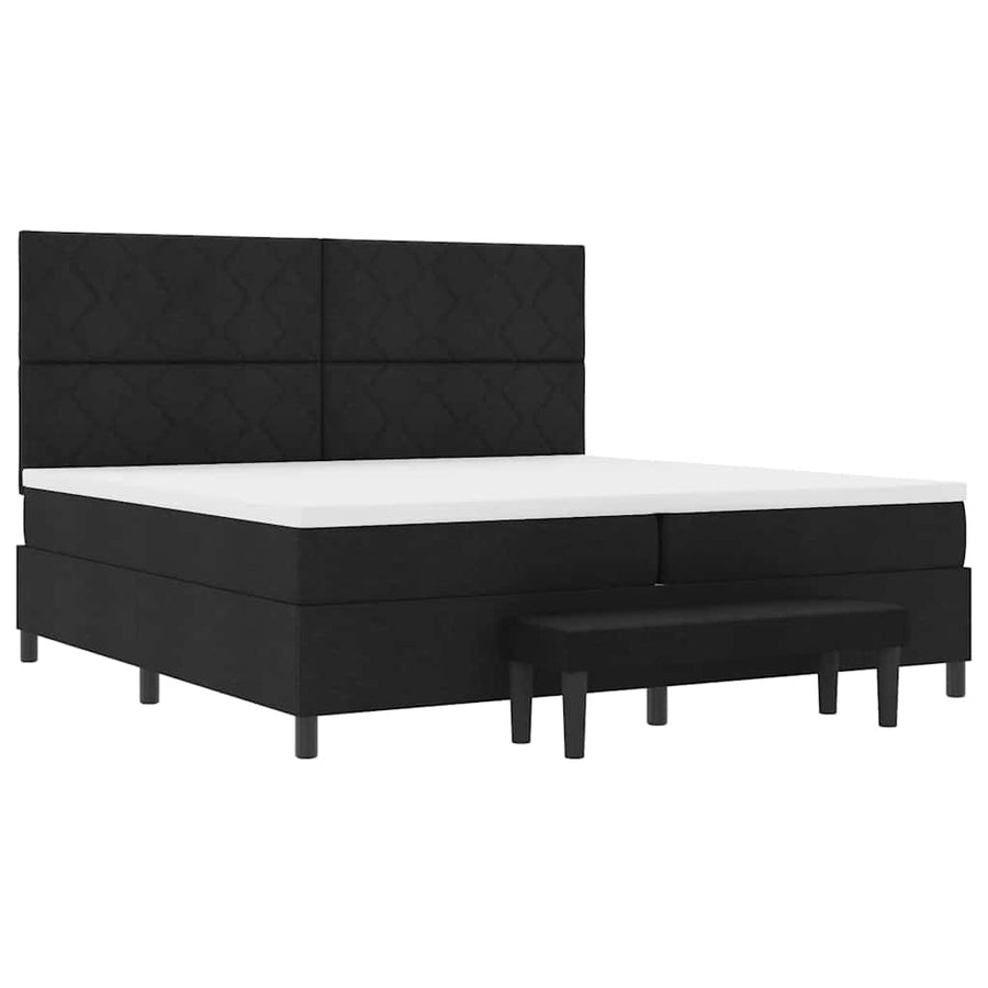 Boxspring bed met matras Zwart 200 x 200 cm Stof & Bewerkt hout