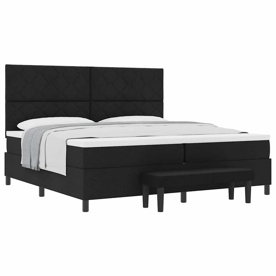 Boxspring bed met matras Zwart 200 x 200 cm Stof & Bewerkt hout