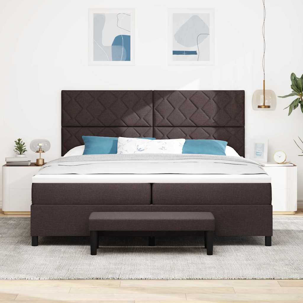 Boxspring bed Donkerbruin 200 x 200 cm Stof & Bewerkt hout