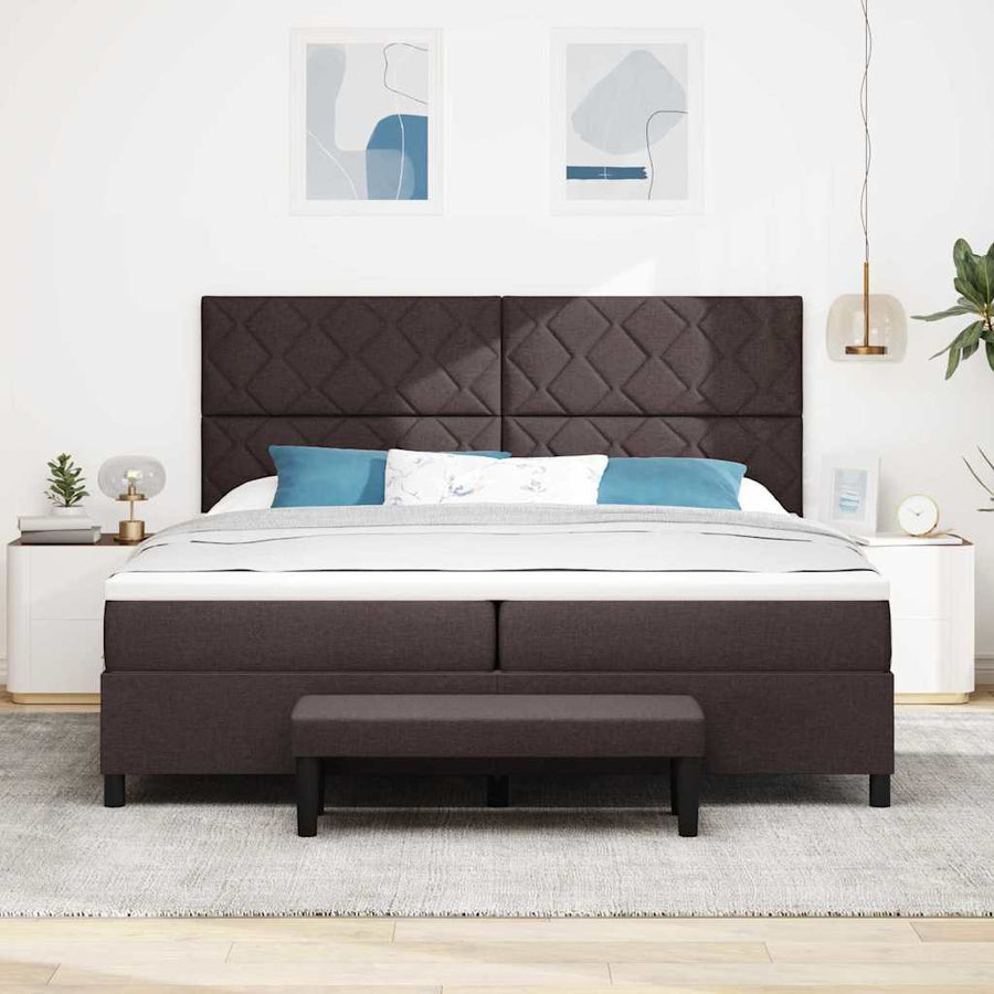 Boxspring bed Donkerbruin 200 x 200 cm Stof & Bewerkt hout