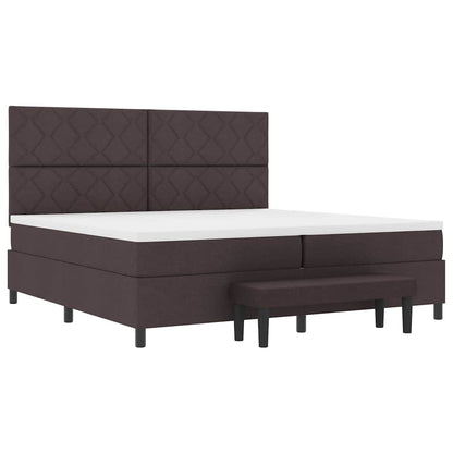 Boxspring bed Donkerbruin 200 x 200 cm Stof & Bewerkt hout