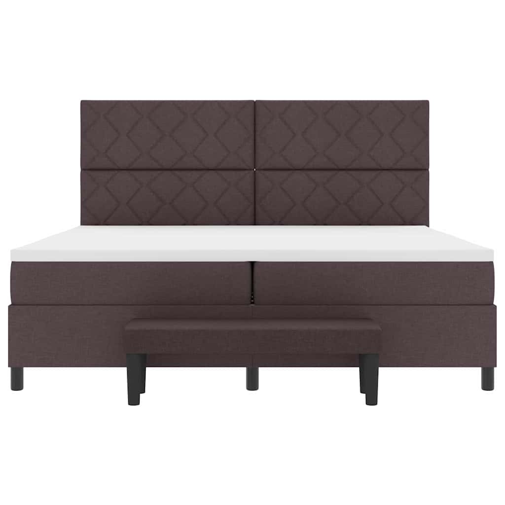 Boxspring bed Donkerbruin 200 x 200 cm Stof & Bewerkt hout