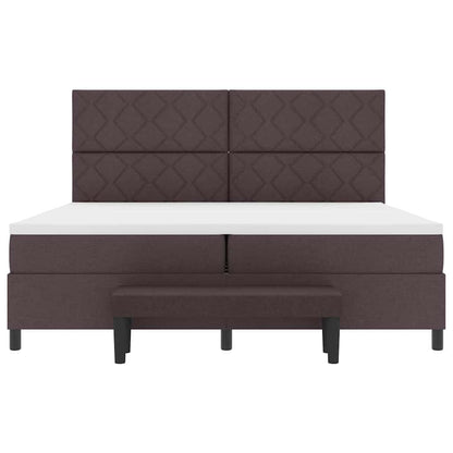 Boxspring bed Donkerbruin 200 x 200 cm Stof & Bewerkt hout