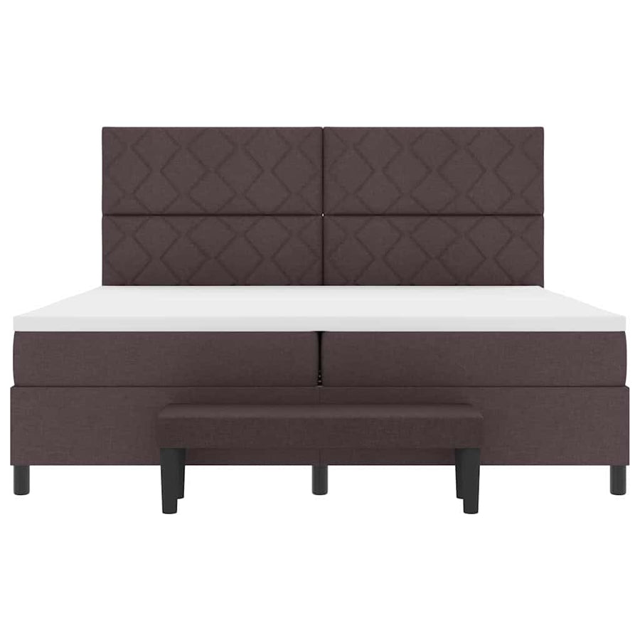 Boxspring bed Donkerbruin 200 x 200 cm Stof & Bewerkt hout
