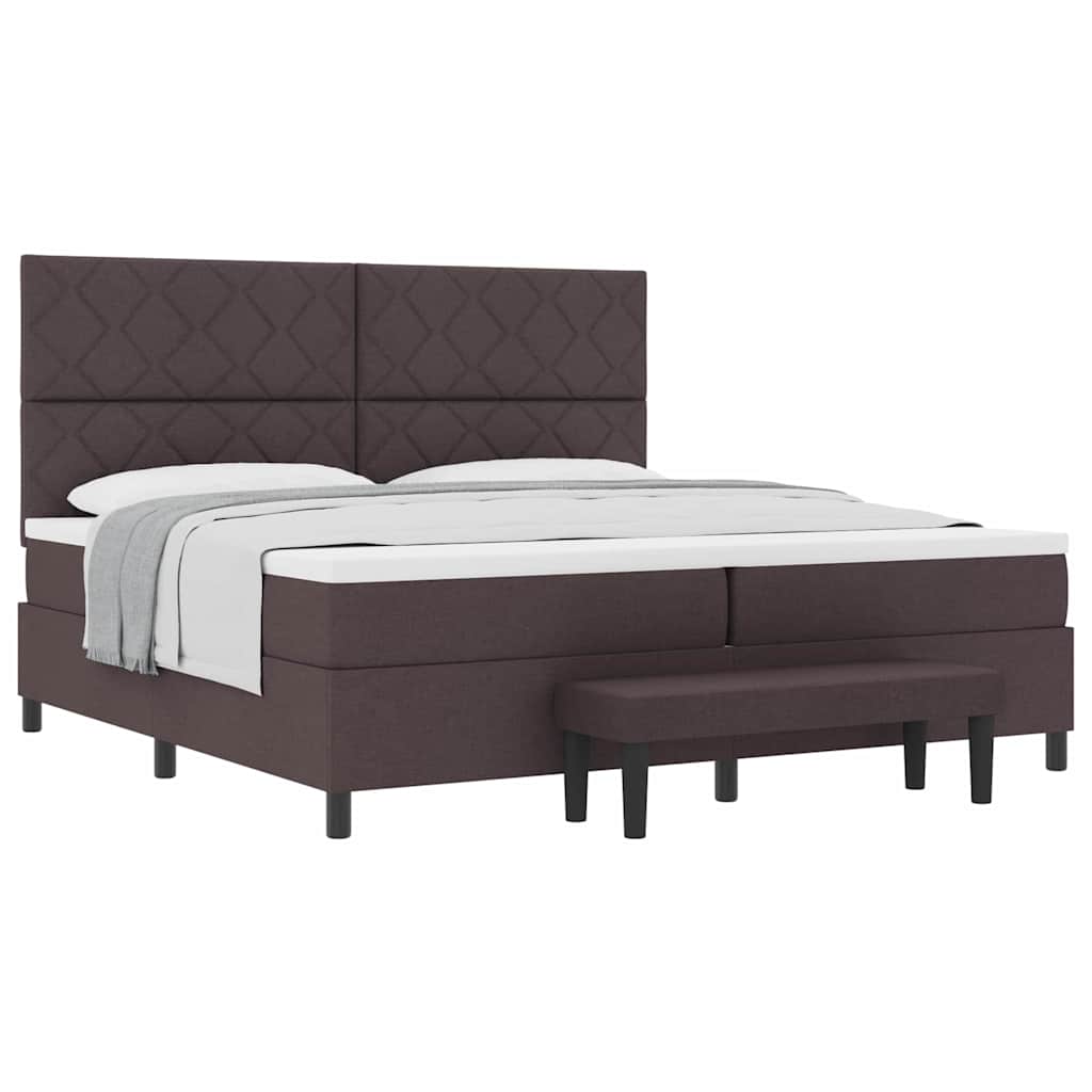 Boxspring bed Donkerbruin 200 x 200 cm Stof & Bewerkt hout