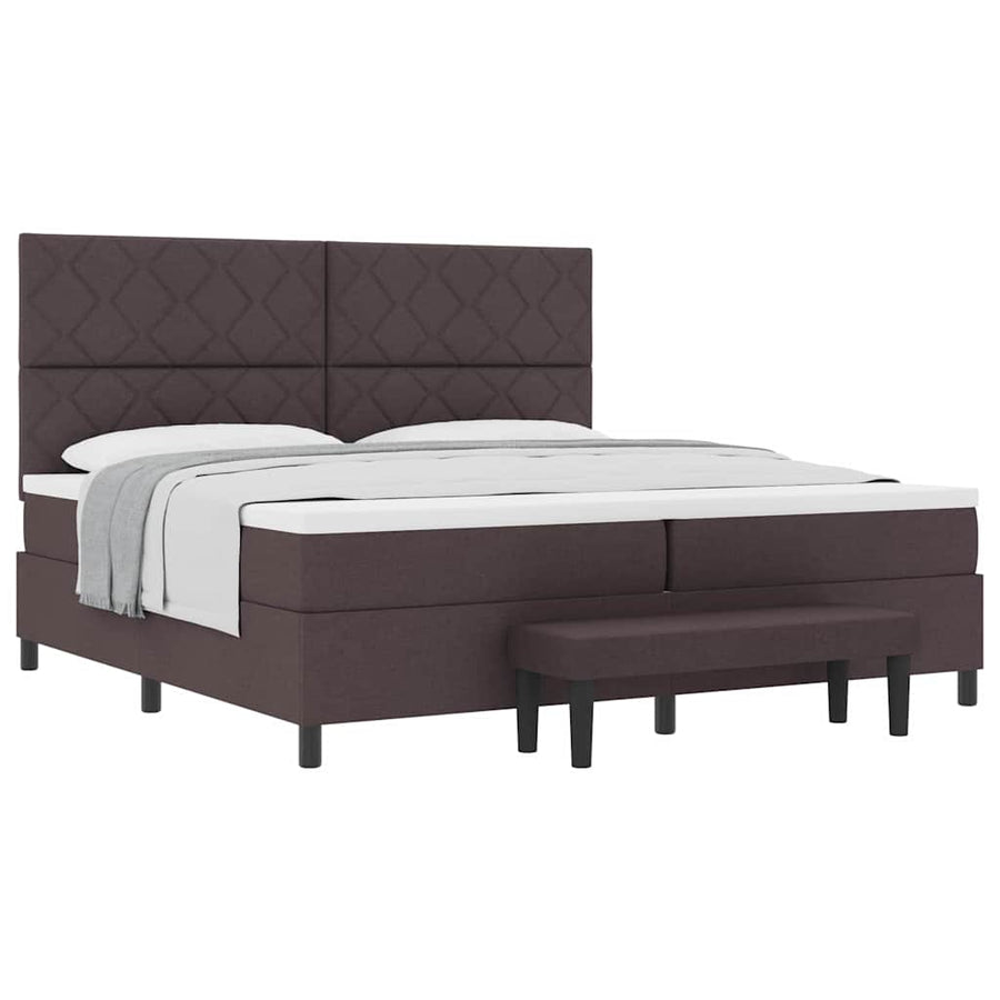 Boxspring bed Donkerbruin 200 x 200 cm Stof & Bewerkt hout