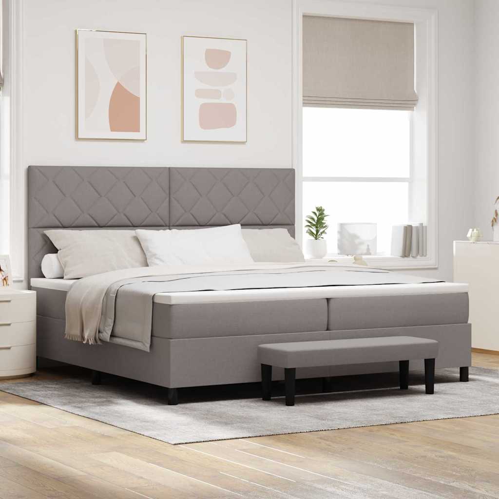 Boxspringbed met hoofdeinde Taupe 200 x 200 cm Stof