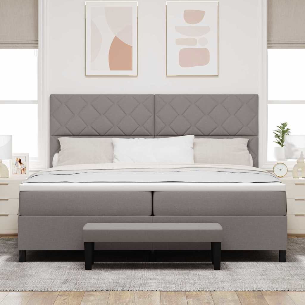Boxspringbed met hoofdeinde Taupe 200 x 200 cm Stof