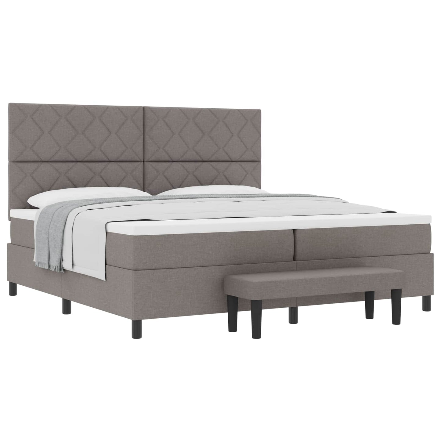 Boxspringbed met hoofdeinde Taupe 200 x 200 cm Stof