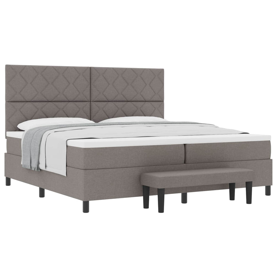 Boxspringbed met hoofdeinde Taupe 200 x 200 cm Stof