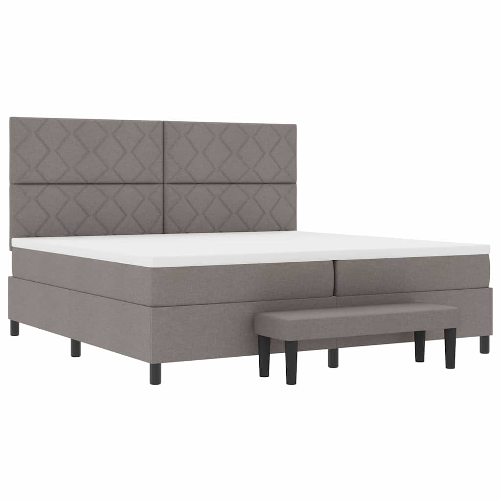 Boxspringbed met hoofdeinde Taupe 200 x 200 cm Stof