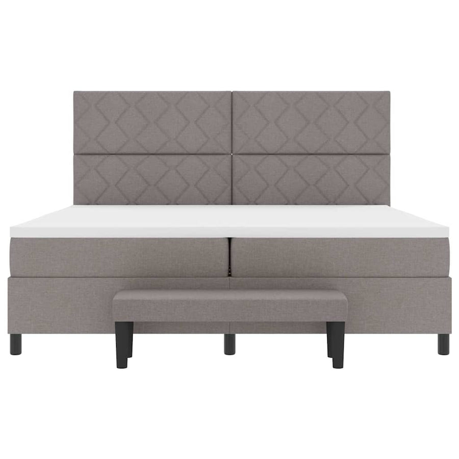 Boxspringbed met hoofdeinde Taupe 200 x 200 cm Stof