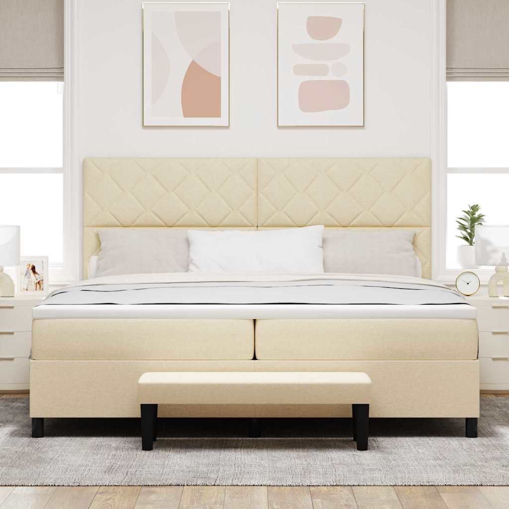 Boxspring bed met matras met hoofdeinde Crème 200 x 200 cm Stof