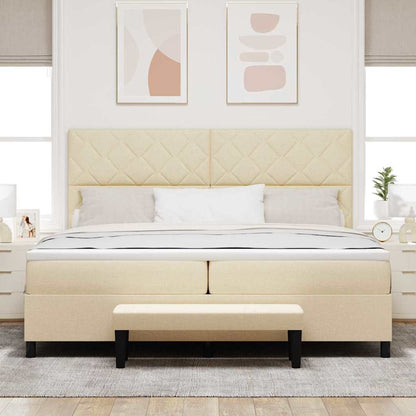 Boxspring bed met matras met hoofdeinde Crème 200 x 200 cm Stof