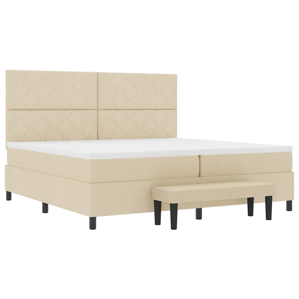 Boxspring bed met matras met hoofdeinde Crème 200 x 200 cm Stof