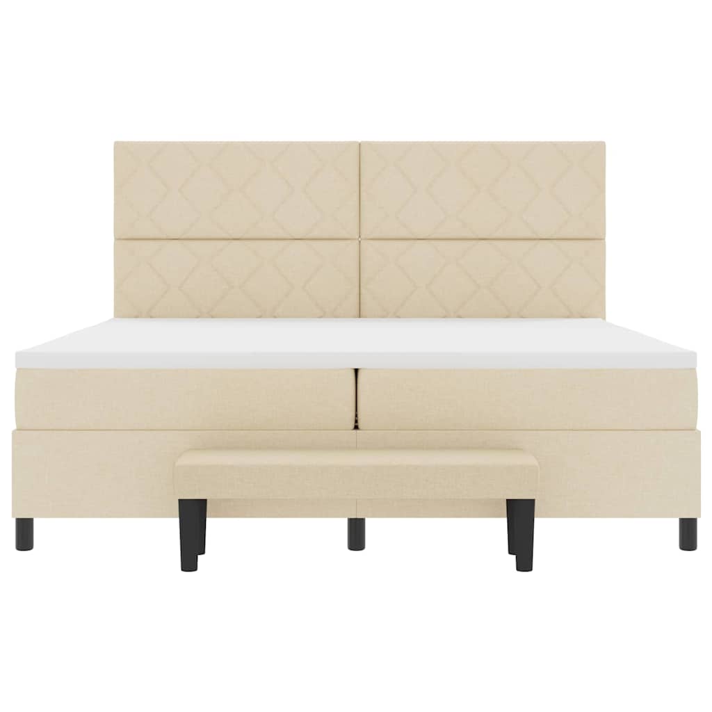 Boxspring bed met matras met hoofdeinde Crème 200 x 200 cm Stof