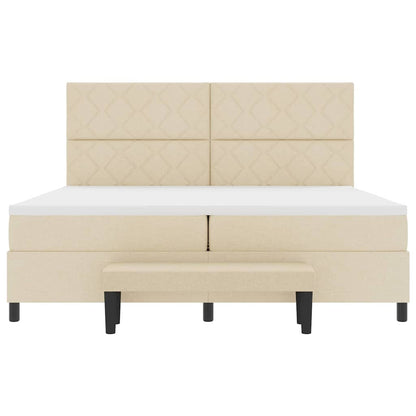 Boxspring bed met matras met hoofdeinde Crème 200 x 200 cm Stof