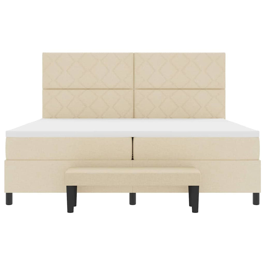 Boxspring bed met matras met hoofdeinde Crème 200 x 200 cm Stof