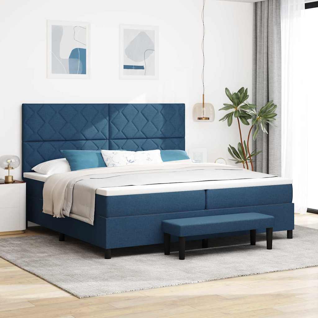 Boxspringbed met matras met hoofdeinde Blauw 200 x 200 cm Stof