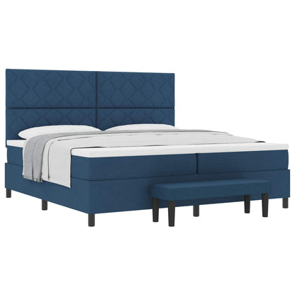 Boxspringbed met matras met hoofdeinde Blauw 200 x 200 cm Stof