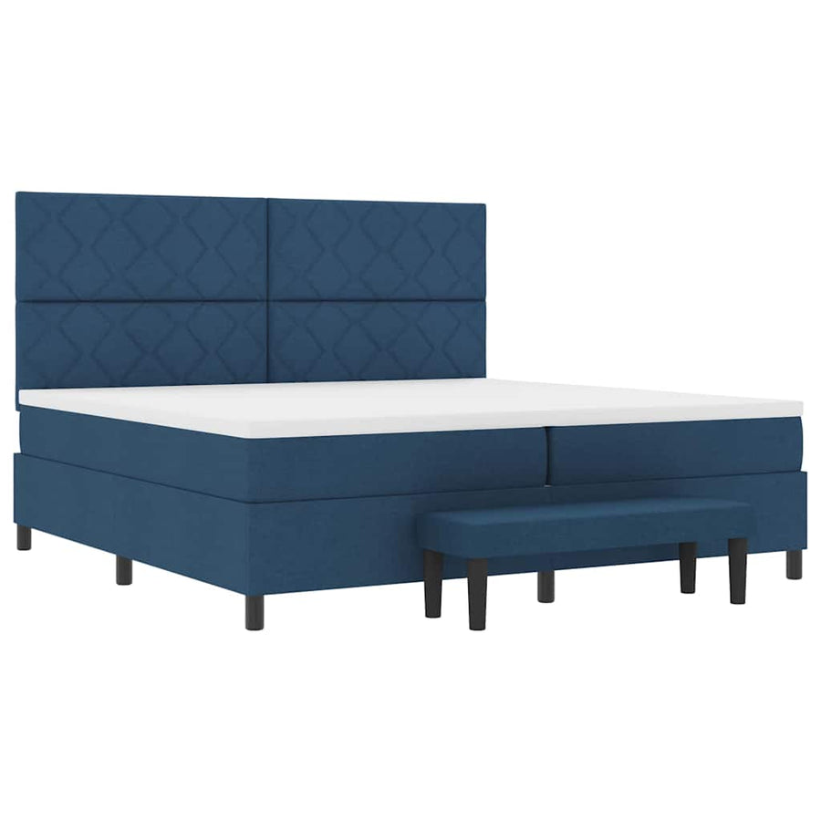 Boxspringbed met matras met hoofdeinde Blauw 200 x 200 cm Stof