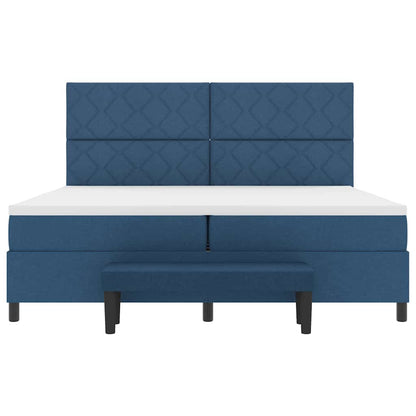 Boxspringbed met matras met hoofdeinde Blauw 200 x 200 cm Stof